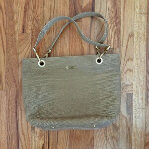 ERIC JAVITZ tan raffia shoulder bag